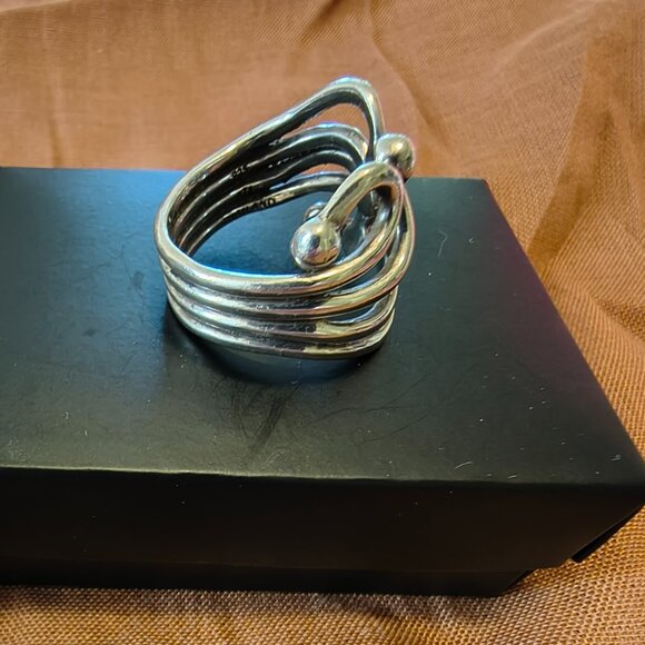 Sterling Silver 925 Designer ATI Thailand Modernist Swirl Ring - Picture 4 of 9